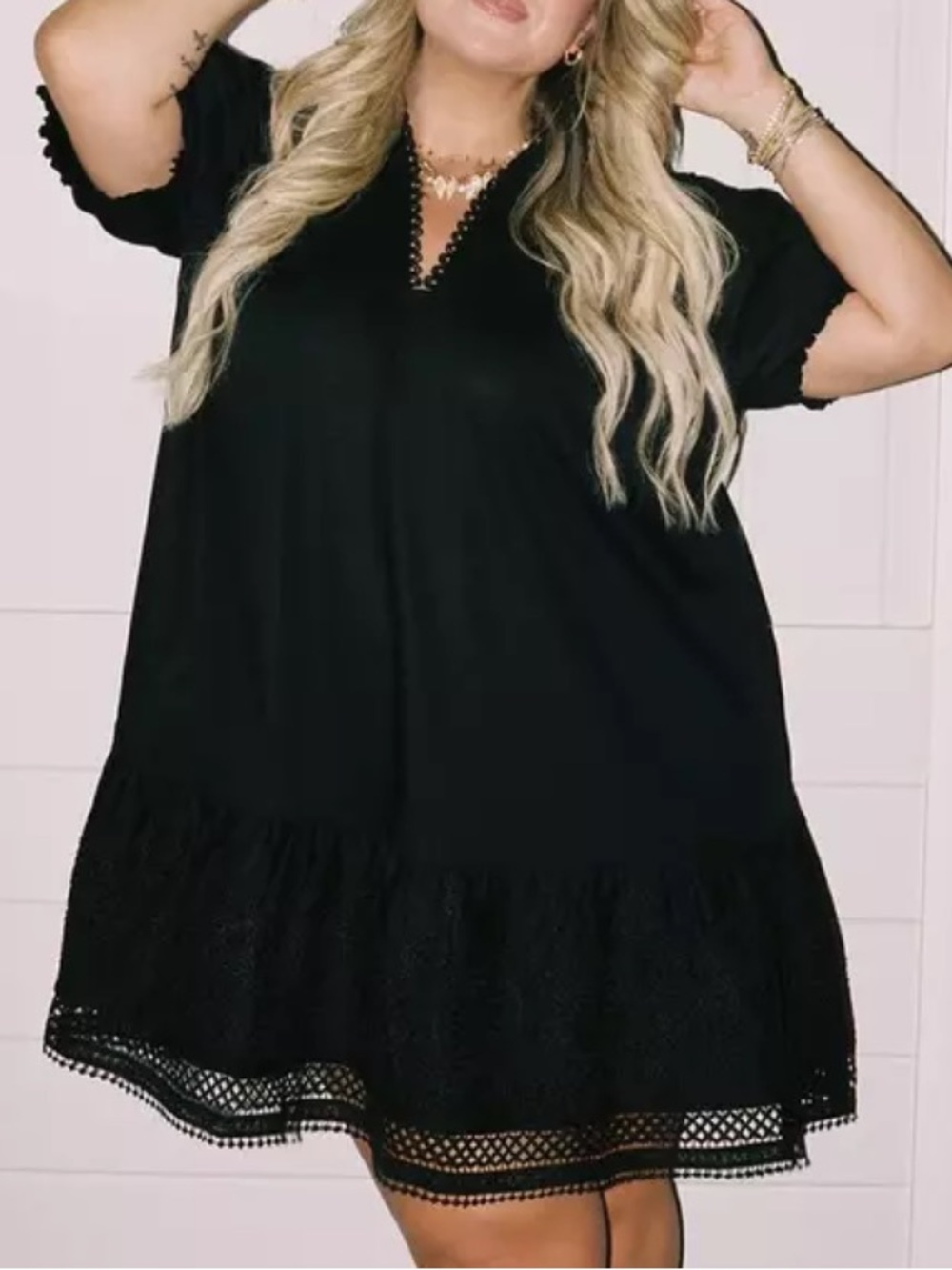 NEW Belle Isle TORRID Drop Waist Babydoll Mini Dress Cotton Boho Black Size 1X
